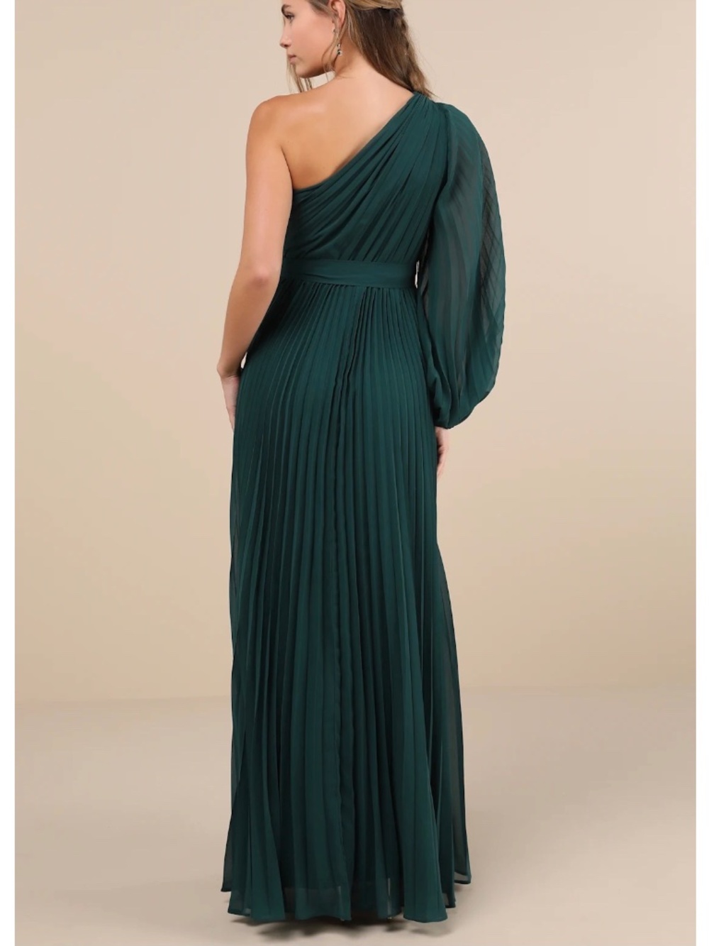 NWOT Lulus Divine Charm Emerald Green One-Shoulder Maxi Dress L - Picture 5 of 5